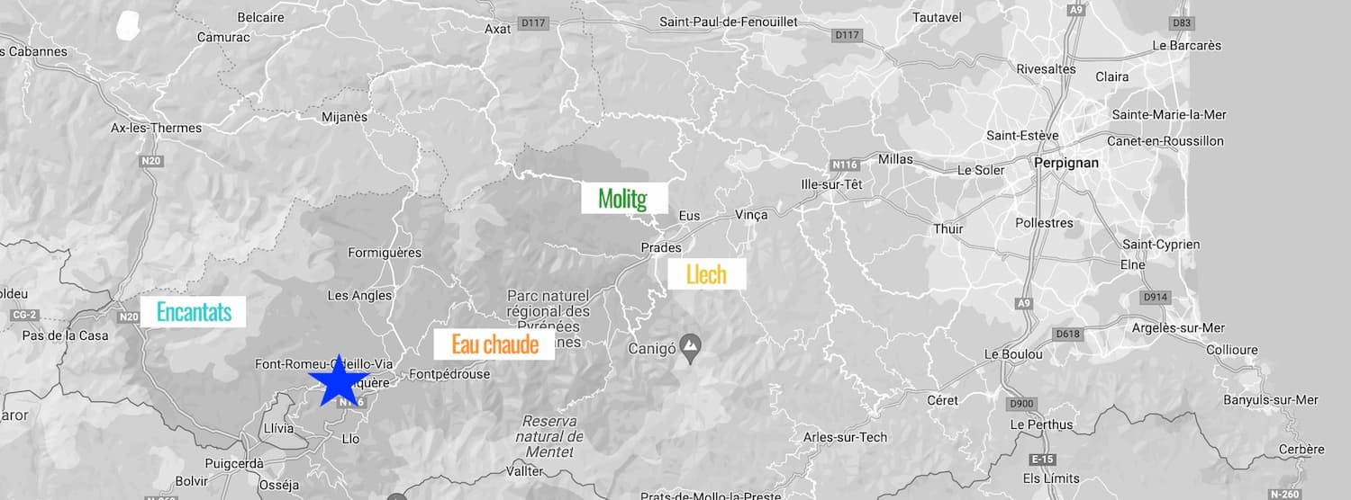 carte des canyons près de font-romeu